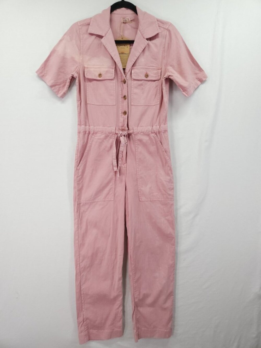 Faherty Womens XS Raven Utility Twill Jumpsuit Coverall In Rose *New w/ Flaws